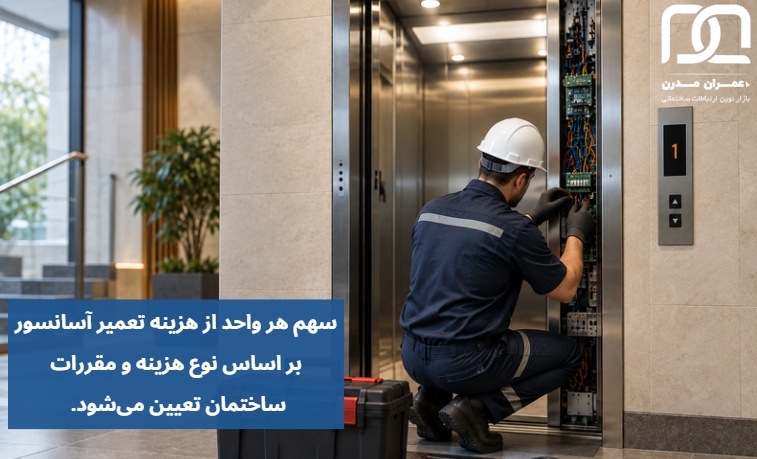 سهم هر واحد از هزینه تعمیر آسانسور براساس نوع هزینه و مقررات ساختمان تعیین میشود